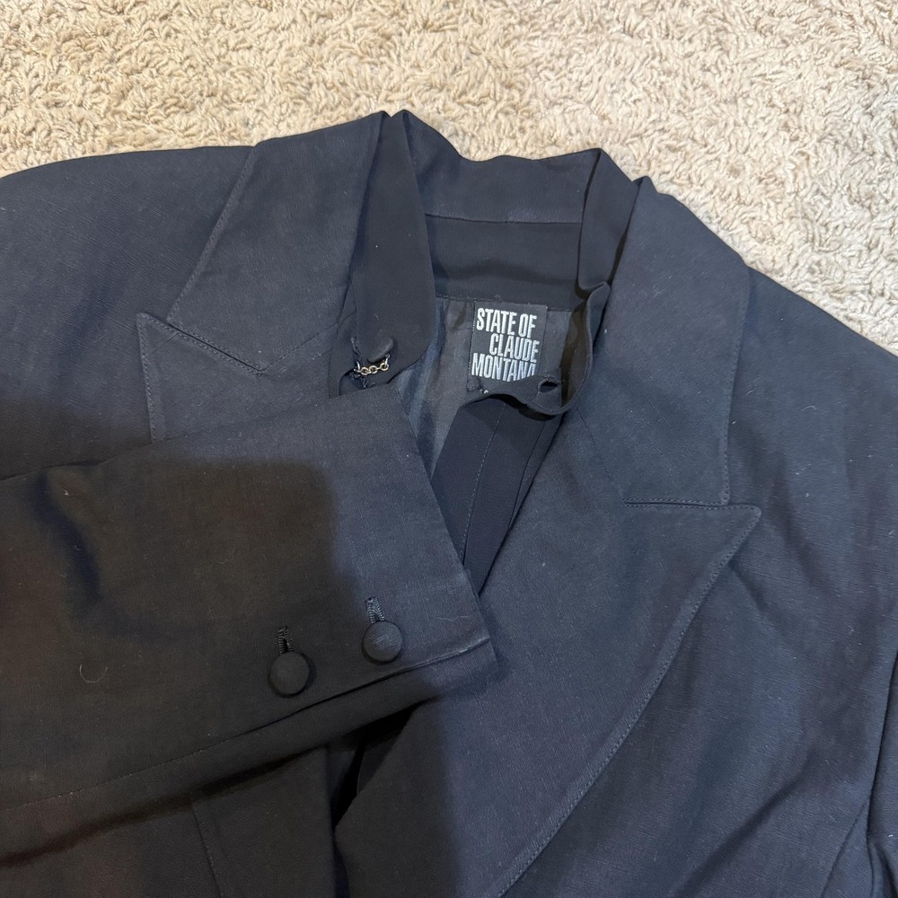 Vintage State Of Claude Montana Blazer Womens Size M Black Jacket Made In Italy